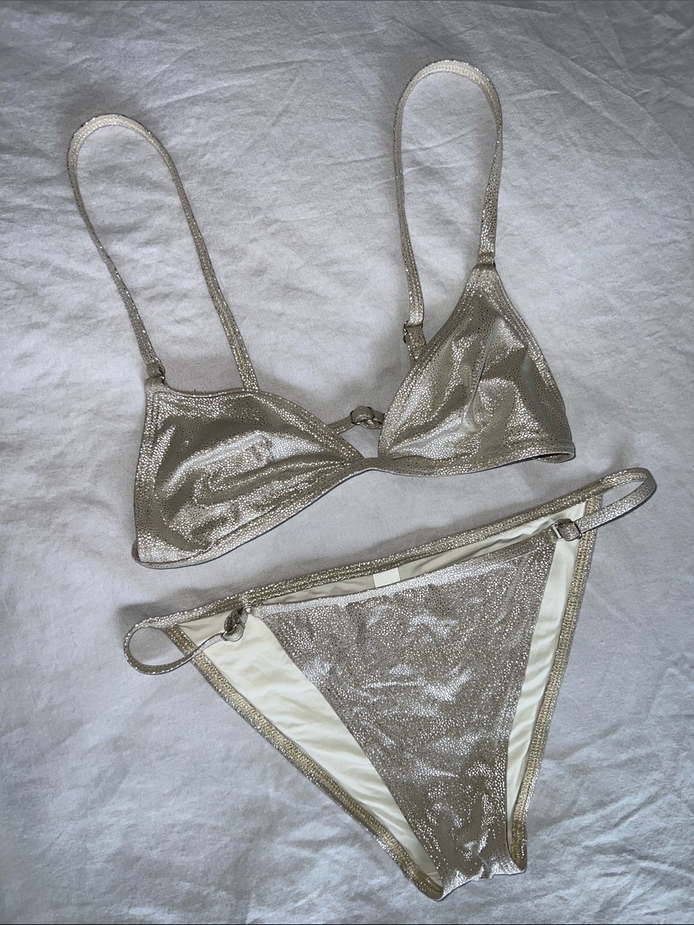 Shimmer Metallic Triangle Bikini Set